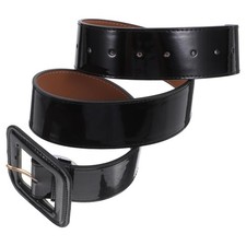 1Pc Black Patent Leather Wide Waist Belt for Women Adjustable European Style ...