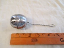 Vintage Aluminum Acorn Tea Ball Strainer Infuser with Hook and Chain