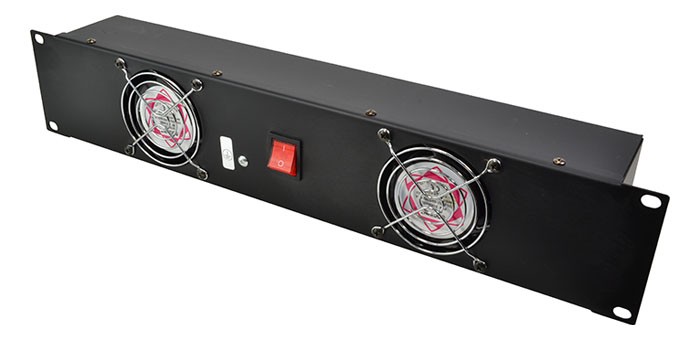 Fan Cooling Rack Panel with 2 x 80mm Pre-fitted Fans. 2U 19""