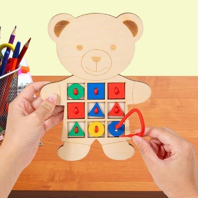 Tiere Schnürkarte Lernspielzeug Vorschule Lernknopf Schnürspielzeug