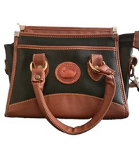 Vintage Dooney Bourke Black Brown Leather Crossbody Satchel Shoulder Bag USA