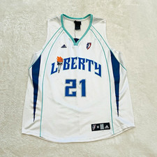Vintage Adidas Loree Moore New York Liberty WNBA Jersey 21 White Mesh Size M