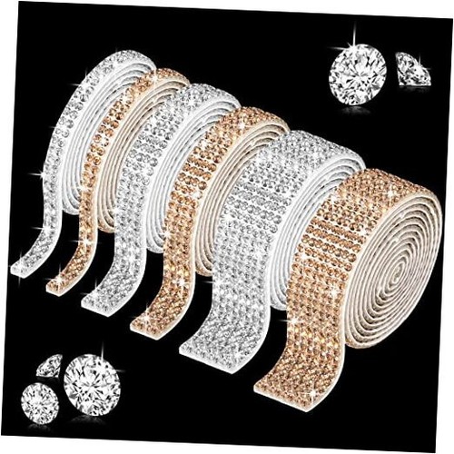 6 Rolls Bling Strips Crystal Rhinestone Ribbon Self Adhesive Sticker 2 mm