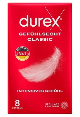 Kondome Durex Gefühlsecht Classic 3/8/40 Passform Hauchzart intensives Empfinden