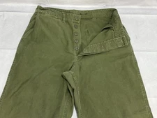 Vintage Military P58 P56 USMC Sateen Trousers Pants Twill 1950s 32 Waist Olive