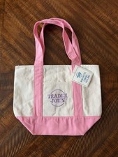 NWT Trader Joe  s Mini Pastel Canvas Tote Bag -Pink