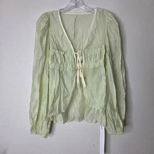 3 / $30 Missguided Tie Front Top Medium M Long Sleeve Babydoll Blouse Yellow