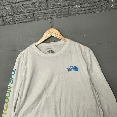 The North Face Womens White Long Sleeve Graphic T-Shirt Logo Gradient Large