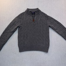 Boy VINEYARD VINES By Shep  Ian Size 7 Gray 1/4 Zip Cable Knit Sweater Preppy