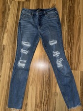 Hollister High-Rise Super Skinny Jeans Womens 9R W29 L28 Blue Stretch Distressed