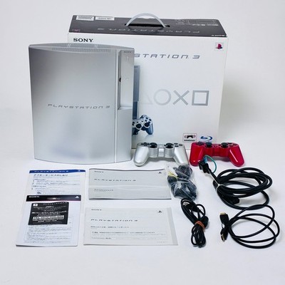 Sony PlayStation 3 CECHL00 80GB Satin Silver Japan Working 2 Controllers Boxed