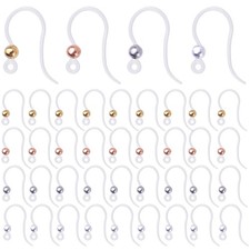 40pcs Plastic Earring Hooks Ear Wire Ball Dots Safety Non-Allergenic Ear Wire...