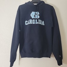 Navy Champion UNC Hoodie Mens Med EC North Carolina Tar Heels Sweatshirt WORN 1X