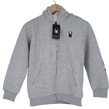Spyder Boys Heather Grey Sherpa Lined Full Zip Hoodie Jacket Large 14/16 NEW