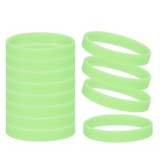 12 Pcs Rubber Bracelets, Glow in the Dark Silicone Bracelets Wristbands, Green