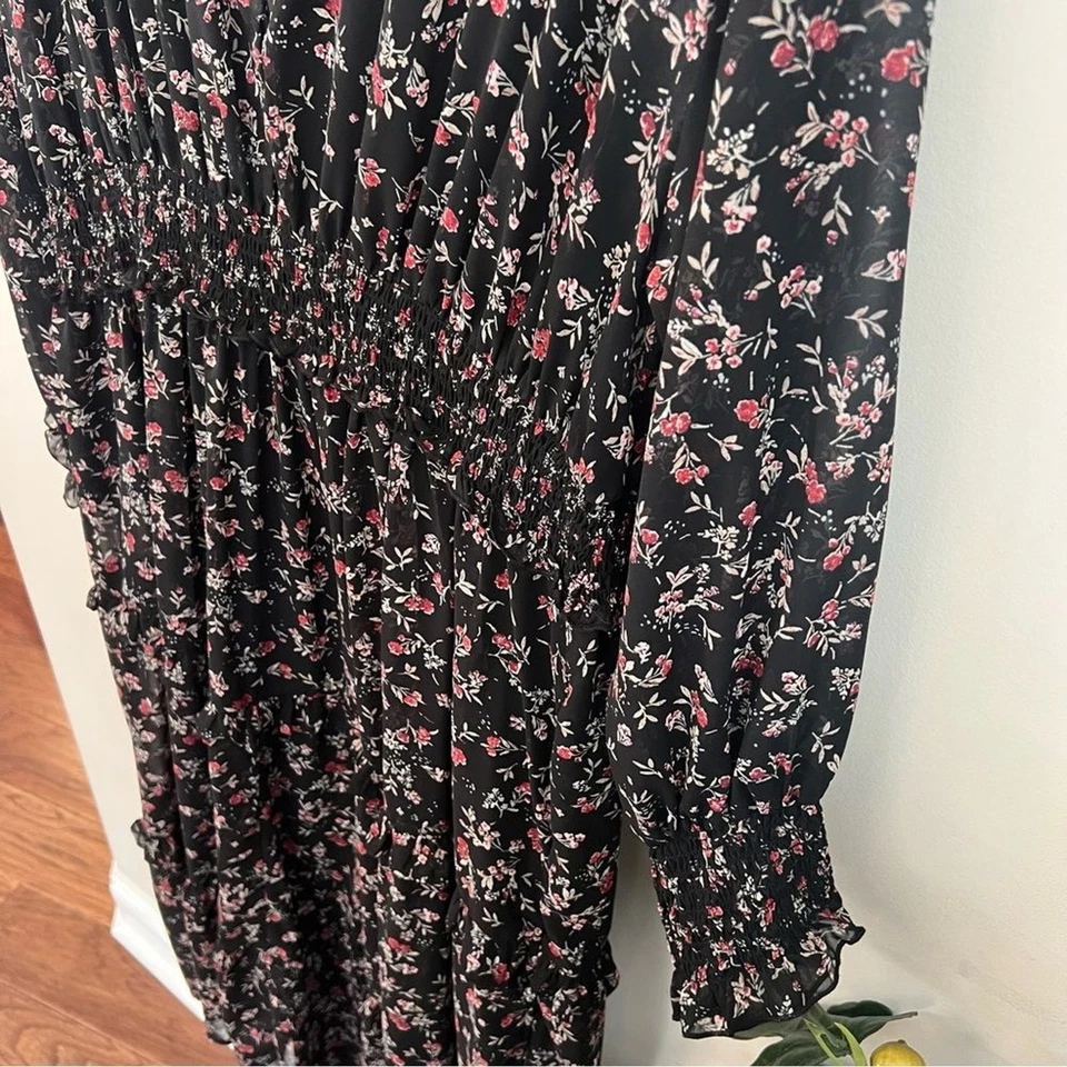 Vestido para mujer Time and Tru XXL negro con estampado floral rosa rojo Foto 4 de 4