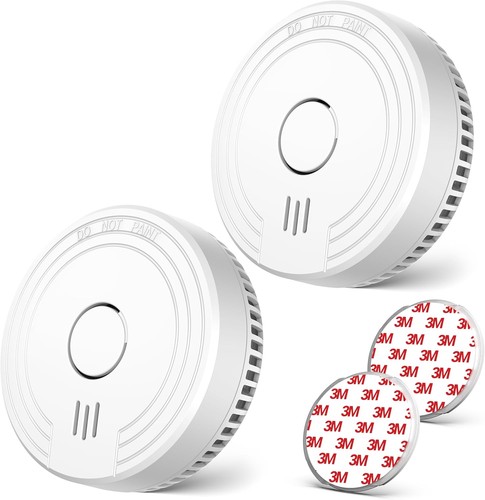 Ecoey Fire Alarm 9V Battery Operated Smoke Detector with LED Indicator 2PCS