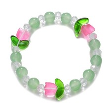 Beaded Bracelets for Women Tulip Green Strand Bracelet Party Holiday Vacation Ou