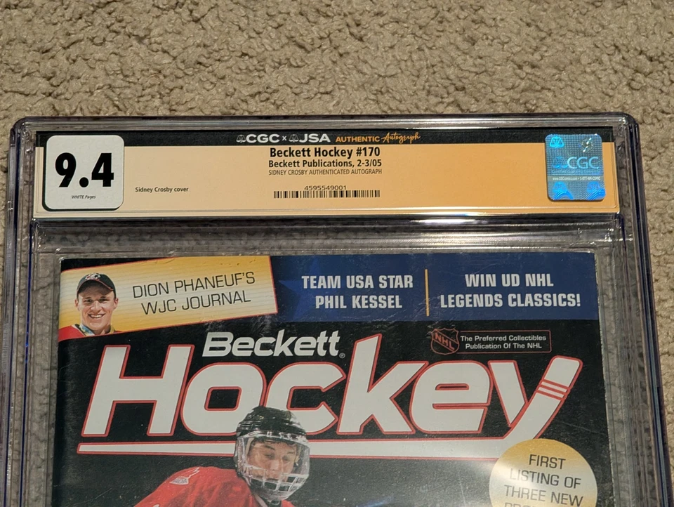 SIDNEY CROSBY Beckett Hockey Signed Auto CGC 9.4 JSA - Image 3 of 3