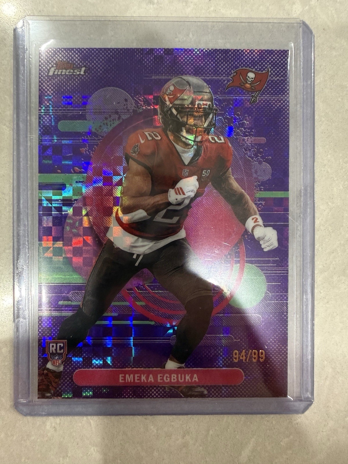 2025 Topps Finest Emeka Egbuka #116 Uncommon X-Fractor Purple 94 /99 (RC) Bucs
