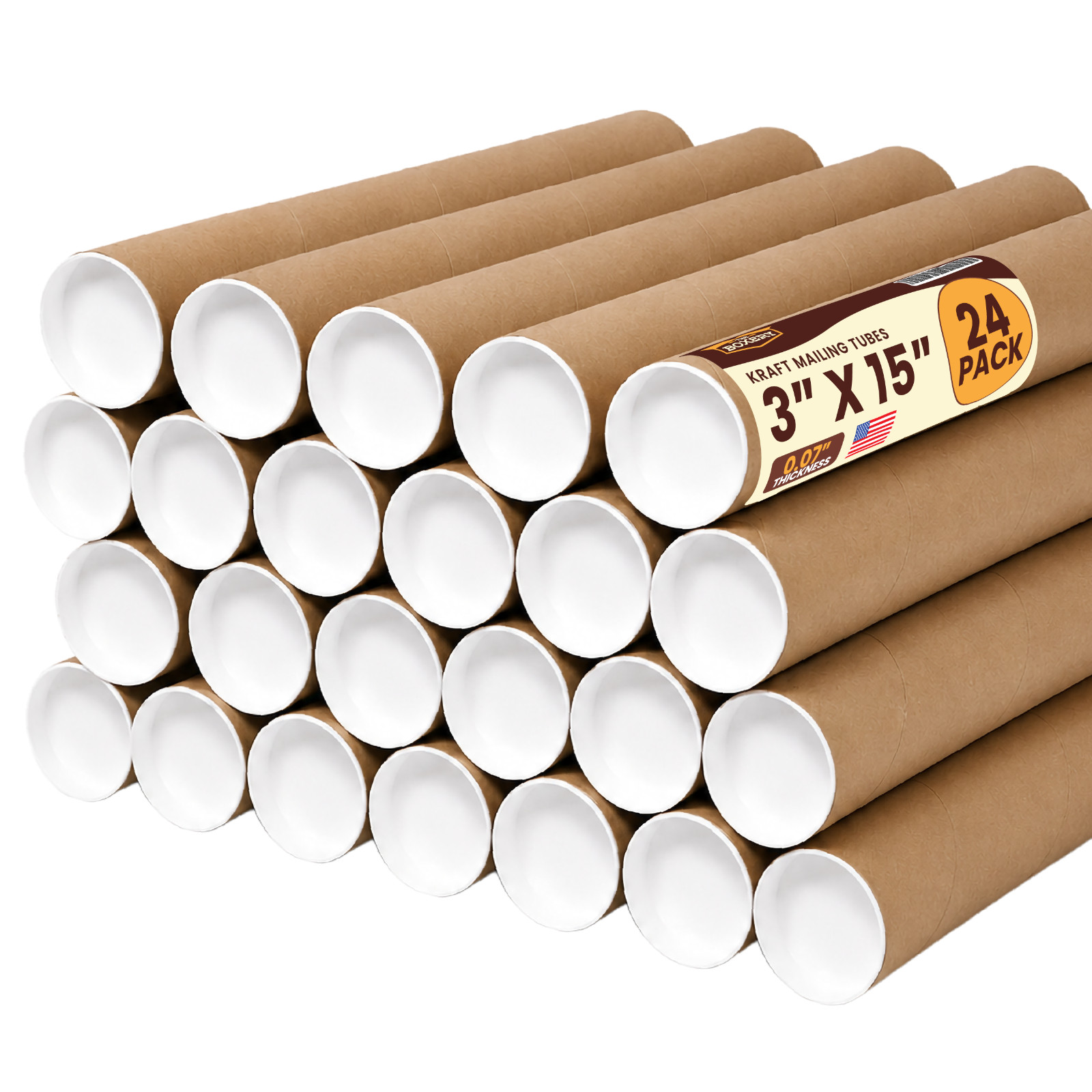 3x15'' Kraft Mailing Shipping Packing Tubes 24/cs from The Boxery