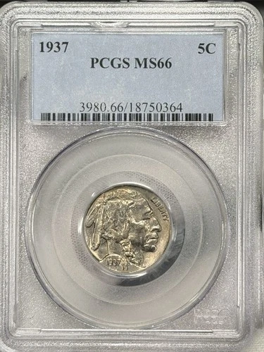 1937-P 5c Buffalo Nickel PCGS MS66 Indian Head Philadelphia US Coin UNC BU!