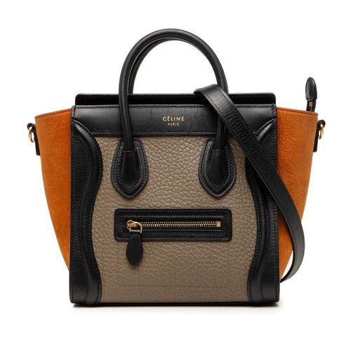 Celine Luggage Nano Shopper Handbag Shoulder Bag 2WAY Black Brown Gray Suede Lea