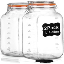 UPGRADE 2 Pack Square Super Wide Mouth Airtight Glass Storage Jars with Lids,