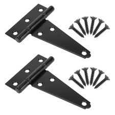 4 Inch T-Strap Shed Door Hinges Heavy Duty, Black Tee Gate Hinges for Wooden ...