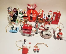 Coca-Cola Ornaments Lot of 14 Vintage Figures