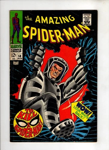 AMAZING SPIDER-MAN #58 1968 MARVEL FN 6.0 SILVER AGE SPIDER SLAYER STORY!