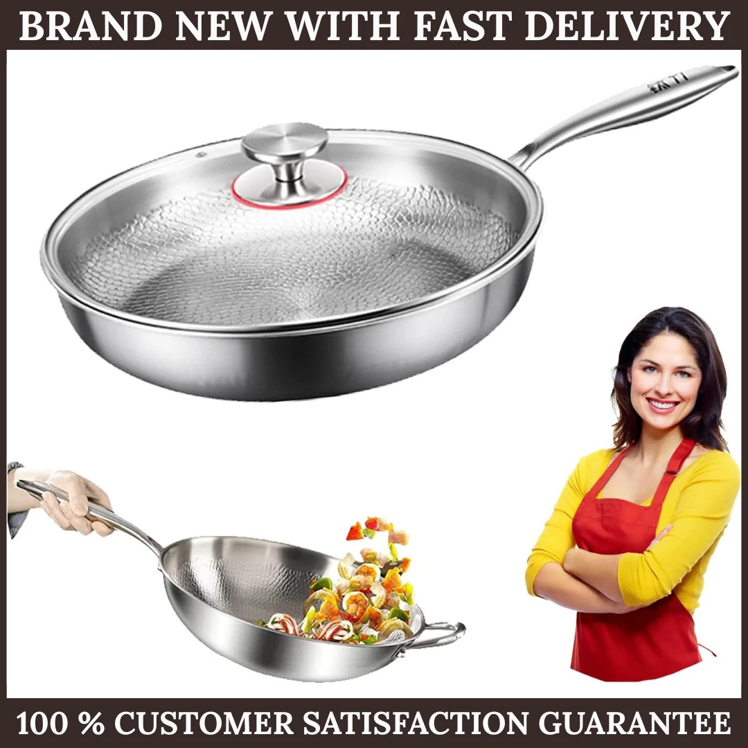 2025 New Titanium Hammered Pan Pro with Lid, Titanium Pans for Cooking -Durable