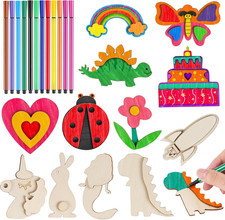 12PCS DIY Wooden Magnets Large 6-8CM Wooden Art and Crafts Supplies Birthday Gif