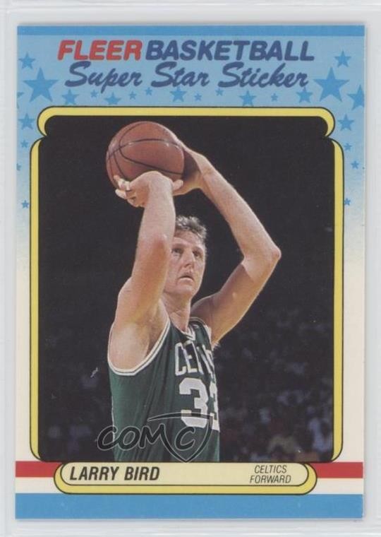 1988-89 Fleer Super Star Sticker Larry Bird #2 HOF 4ub