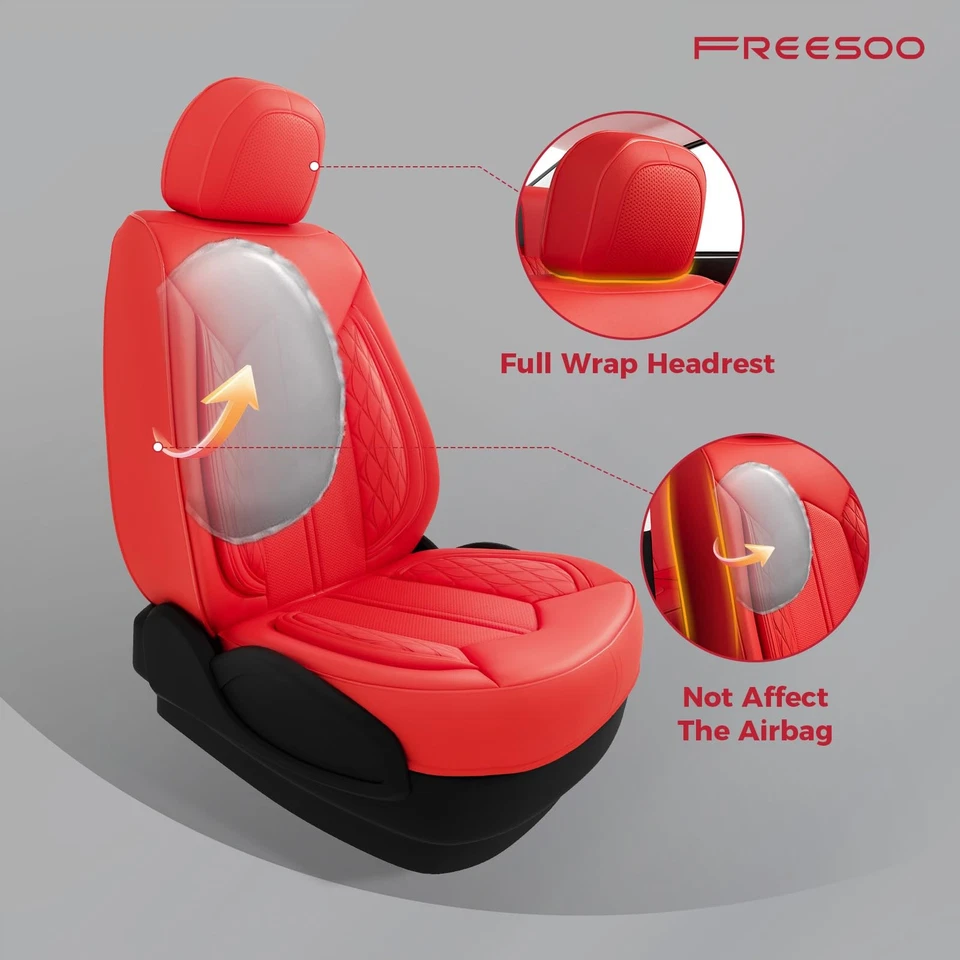 Car Seat Covers Full Set, Breathable Faux Leather Seat Covers for Cars, Autom... - Image 3 of 4