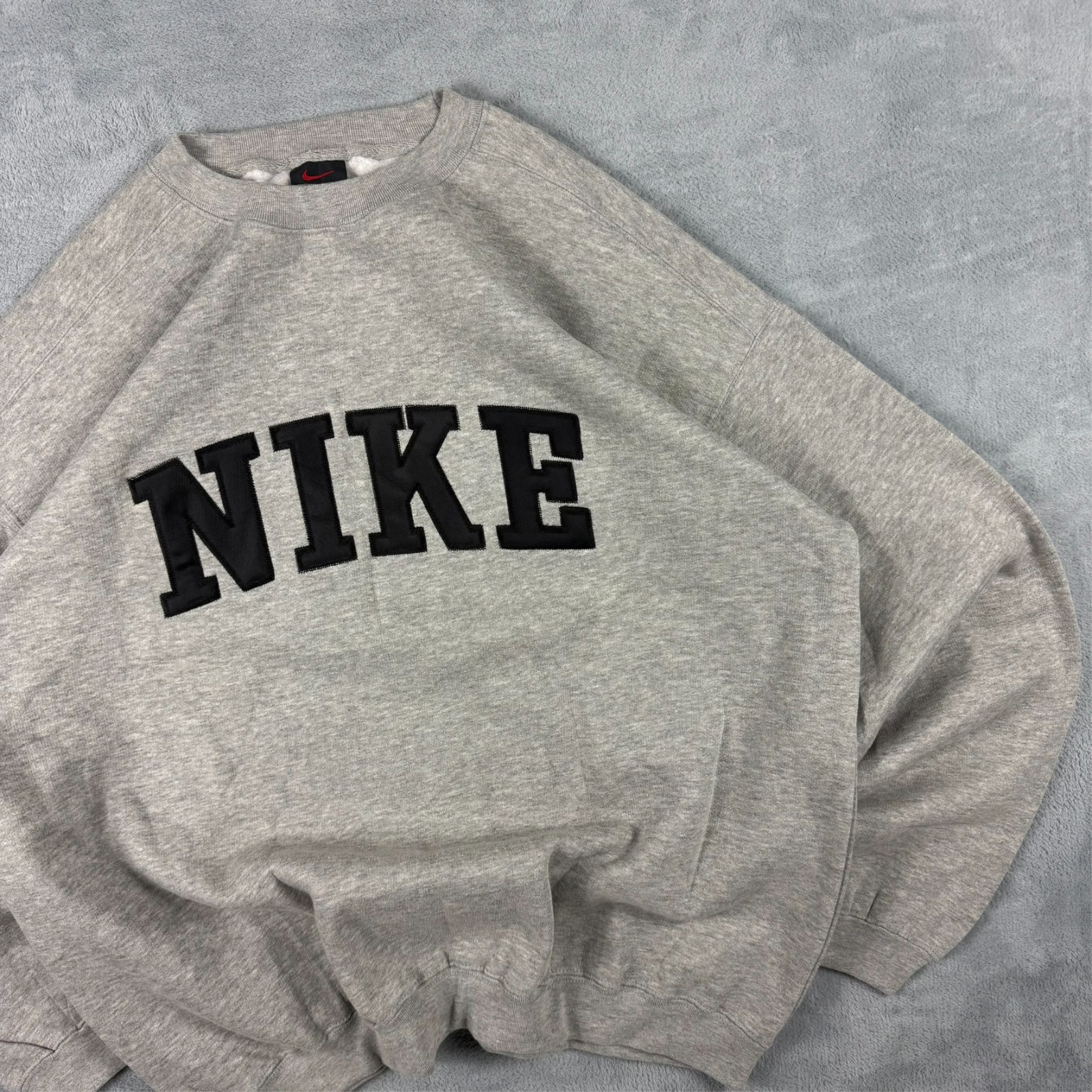 Vintage Nike 90's Grey Spellout Heavyweight Oversized Large Pullover Sweatshirt image 3