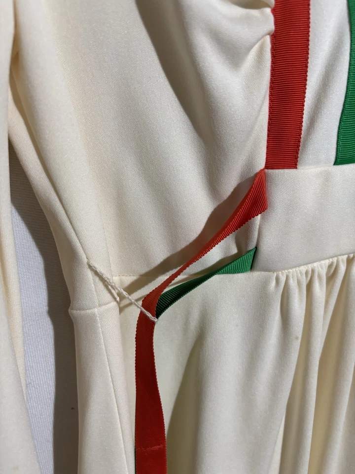 Vestido vintage años 70 crema cuello en V talla 10 hippie mod manga larga para mujer único dueño” Foto 4 de 4