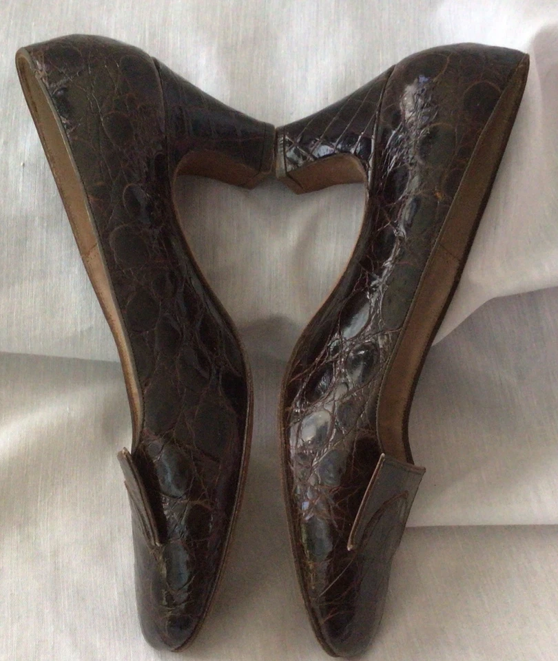 Bombas de piel de cocodrilo vintage años 70’s para mujer Pascalle Saks 5th Ave talla 5 1/2 B Foto 3 de 4