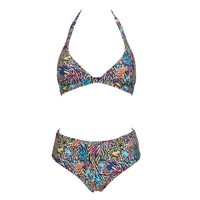 Arena Damen Badeanzug Printed Halterneck Two Pieces, Mehrfarbig, DE36 UK/USA32