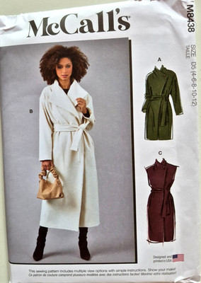 MCCALLS PATTERN 8438 COATS  VEST   MISSES SIZES  4 6 8 10 12  UNCUT NEW  FF