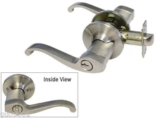 Entrance Satin Nickel Door Lever Handle Entry Keyed Locks RH LH reversible
