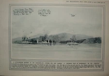 1915 WWI WW1 PRINT DARDANELLES TOWING OFF THE ALBION SEAMANSHIP BY CANOPUS