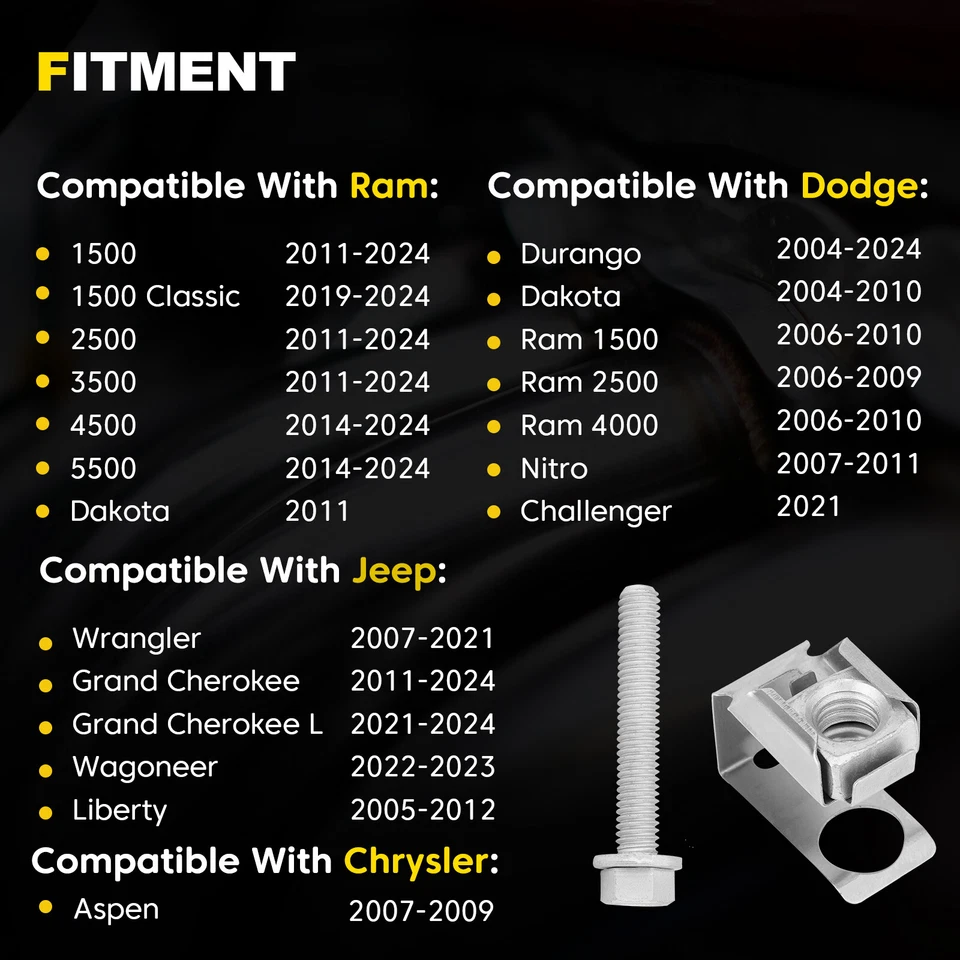 Paquete de 4 pernos y tuercas de brida de colector de escape para Jeep Wrangler Dodge Durango Ram Foto 4 de 4