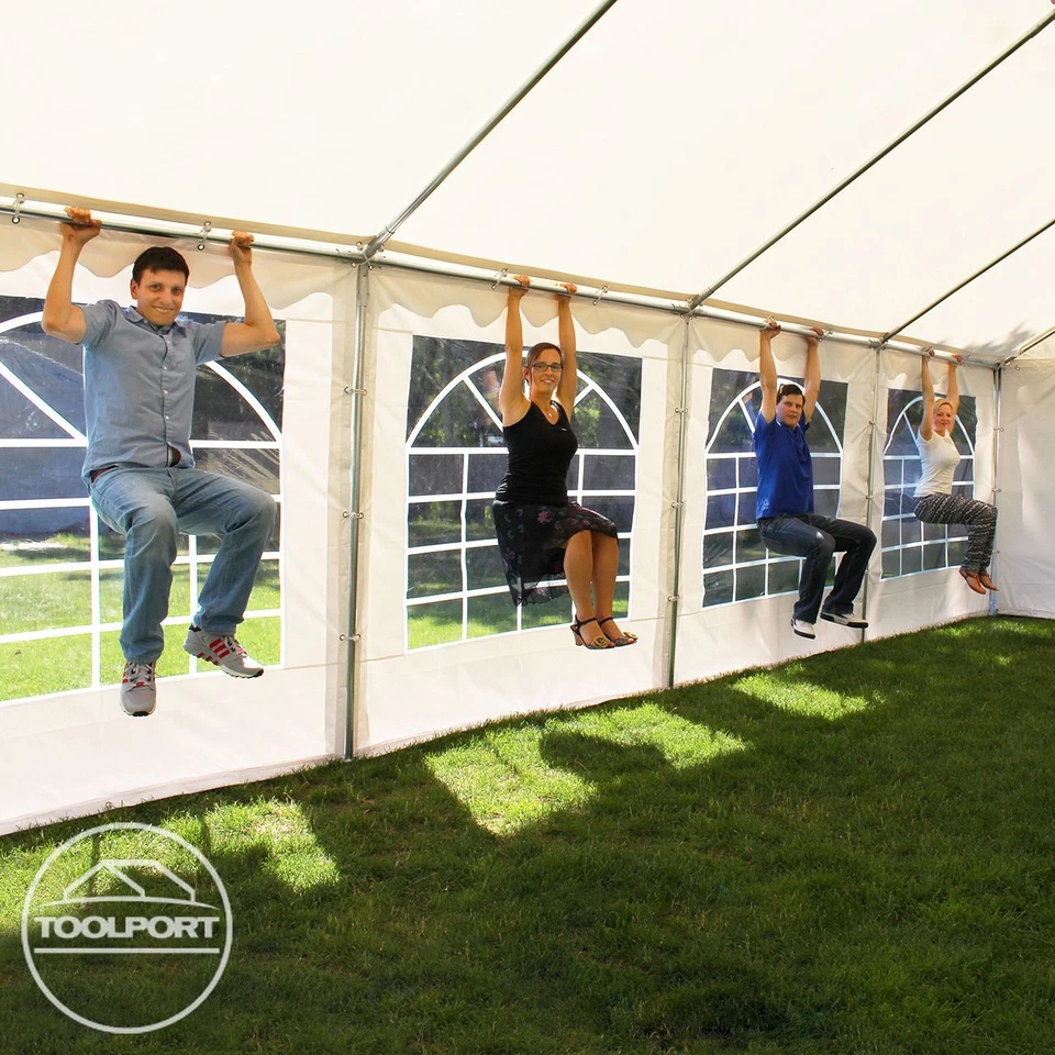 4x6m PVC Partyzelt Bierzelt Zelt Gartenzelt Festzelt Pavillon grau-weiß NEU - Bild 4 von 4