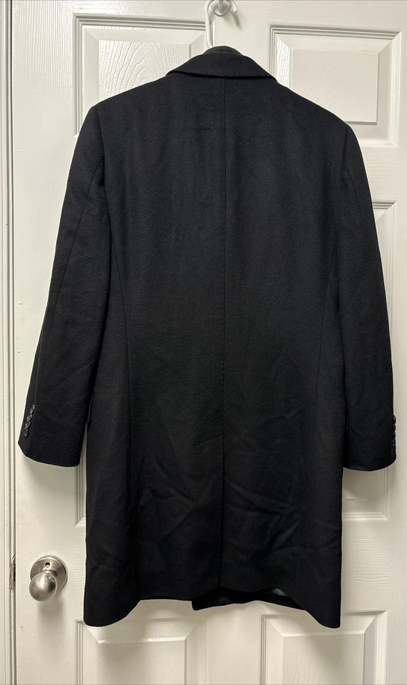 Abrigo Saks Fifth Avenue Over para hombre negro mezcla de lana y cachemir babero extraíble pequeño Foto 4 de 4