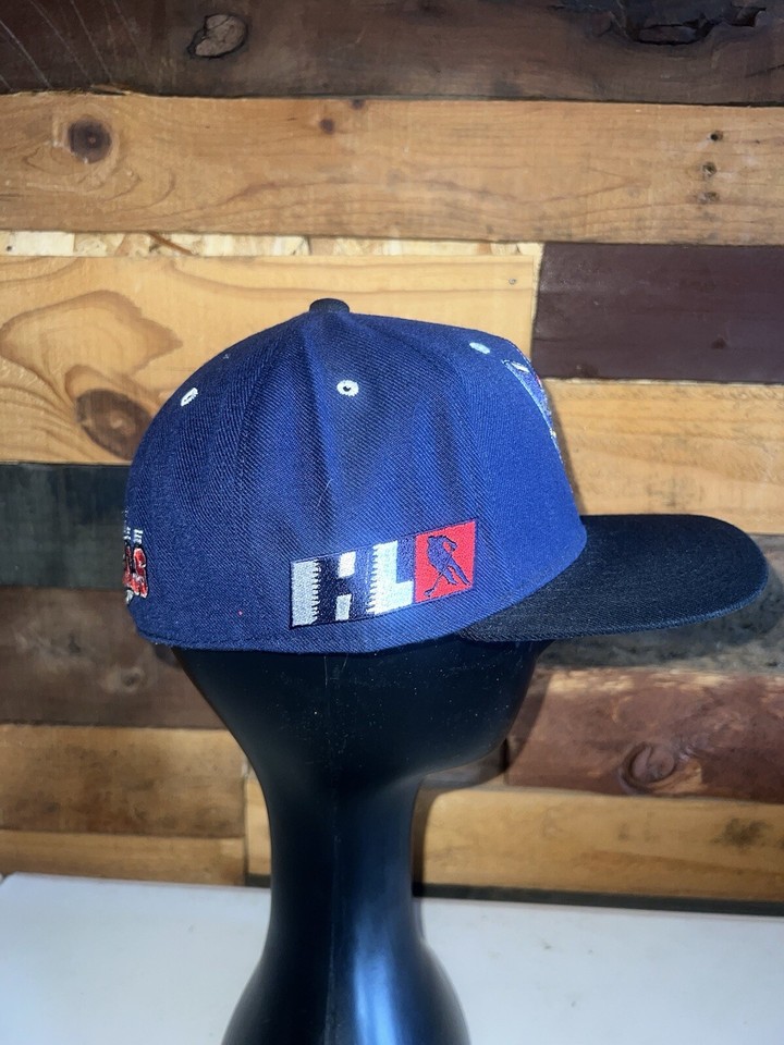 Vintage 90s Milwaukee Admirals Zephyr IHL Hockey Blue Fitted Hat Cap