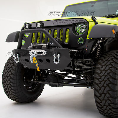 Rock Crawler Stubby Front Bumper+Bull Bar+Winch Plate for 07-18 Jeep JK Wrangler