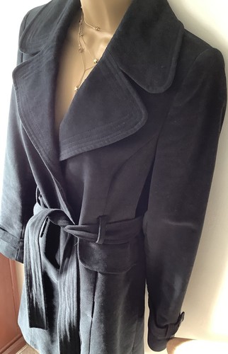 Y2K Jane Norman Black Belted Coat/Jacket Moleskin Fully Lined Size 10 Ex Conditn - Picture 6 of 12