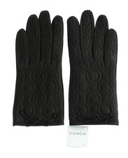 Coach Women's Leather Gloves 82043M, Quilted All-Over "C" Pattern, MSRP 128