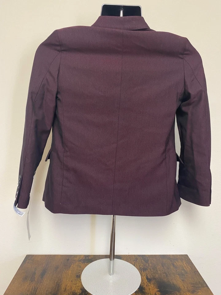 Calvin Klein Big Boys Dark Red Slim Fit Stretch Cord Stripe Jacket Size 10 NWT - Image 3 of 4